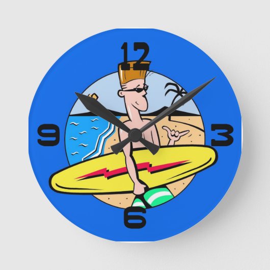 Surfer-Uhr Runde Wanduhr (Vorderseite)