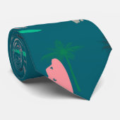 Surfer und Palmen Treppen Muster blau Krawatte (Gerollt)