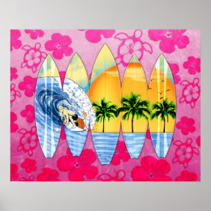 Surfer Und Surfboards Poster