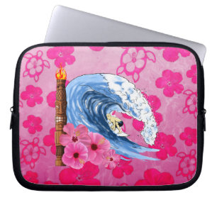 Surfer und Tiki Statue Laptopschutzhülle