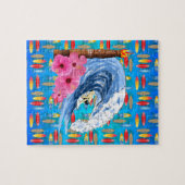 Surfer und Tiki Statue Puzzle (Horizontal)