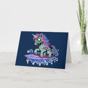 Surfer Unicorn Zombie Karte