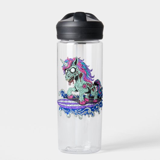 Surfer Unicorn Zombie Trinkflasche (Vorderseite)