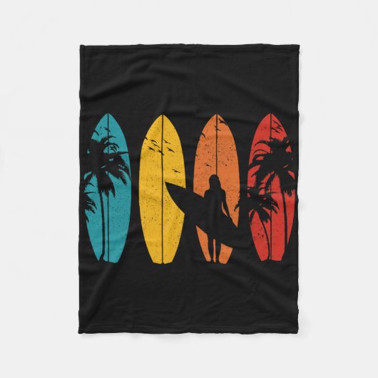 Surfer Vintage Surf Board Surfing Surfing Surfing Fleecedecke (Vorderseite)