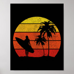 Surfer Vintage-Surfstrand-Surfen-Surfen-Surfen  Poster