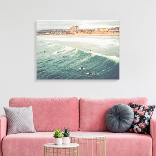 Surfer Wall Art, Pacific Beach San Diego Leinwand (Insitu (Wohnzimmer))