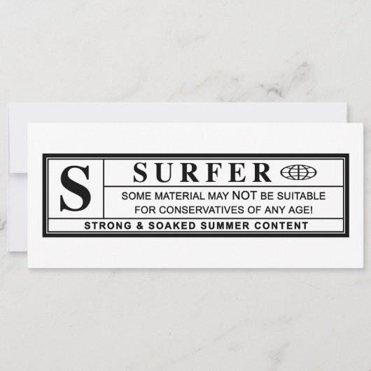 Surfer-Warnzeichen Einladung (Vorderseite)