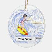 Surfer — Weiblich Keramik Ornament (Links)