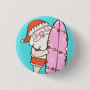 Surfer Weihnachtsmann Button