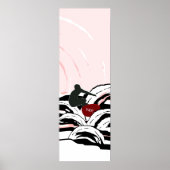 Surfer-Wellenreiten bei Sonnenaufgang Poster (Vorne)