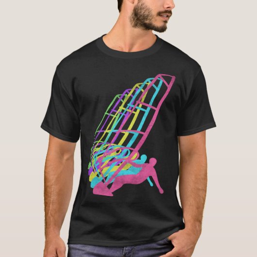 Surfer Windsurfing 80s Colors 1980s T-Shirt (Vorderseite)