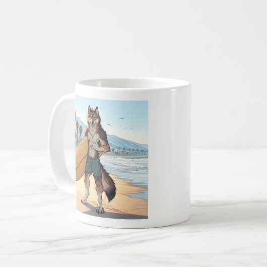 Surfer Wolf Kaffeetasse (Vorderseite Links)
