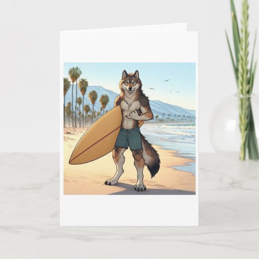 Surfer Wolf Karte (Vorderseite)
