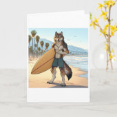 Surfer Wolf Karte (Gelbe Blume)