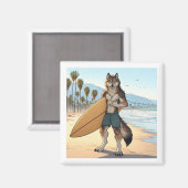 Surfer Wolf Magnet (Vorderseite/Rückseite)