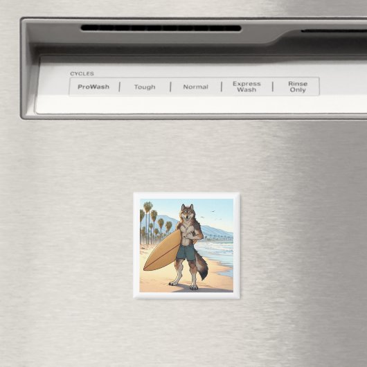 Surfer Wolf   Magnet (In Situ (Geschirrspüler))