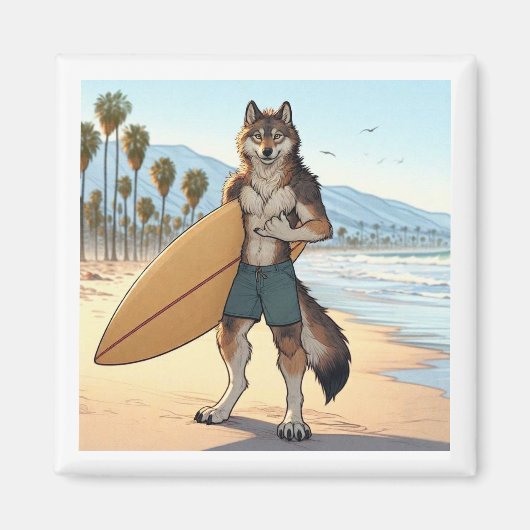 Surfer Wolf Magnet (Vorne)