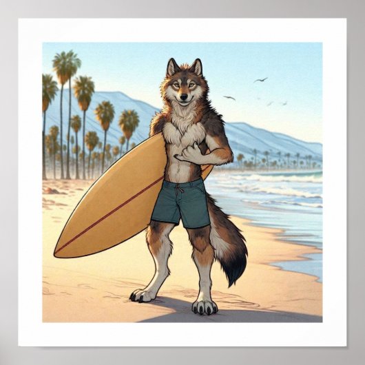 Surfer Wolf Poster (Vorne)