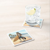 Surfer Wolf Rechteckiger Pappuntersetzer (Vor Ort)