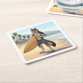 Surfer Wolf Rechteckiger Pappuntersetzer (angewinkelt)