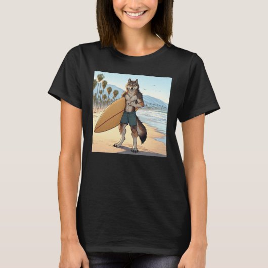 Surfer Wolf T-Shirt (Vorderseite)