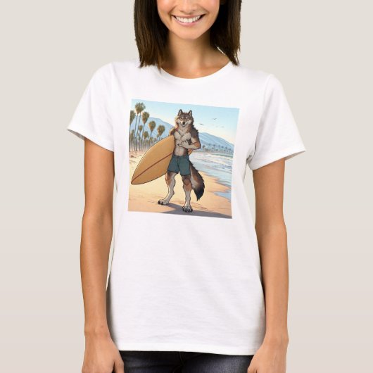 Surfer Wolf T-Shirt (Vorderseite)