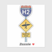 Surfer Xing Vintag Sign Aufkleber (Blatt)
