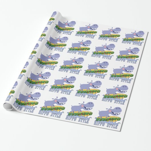 SurferHippopotamus Geschenkpapier (Ungerollt)