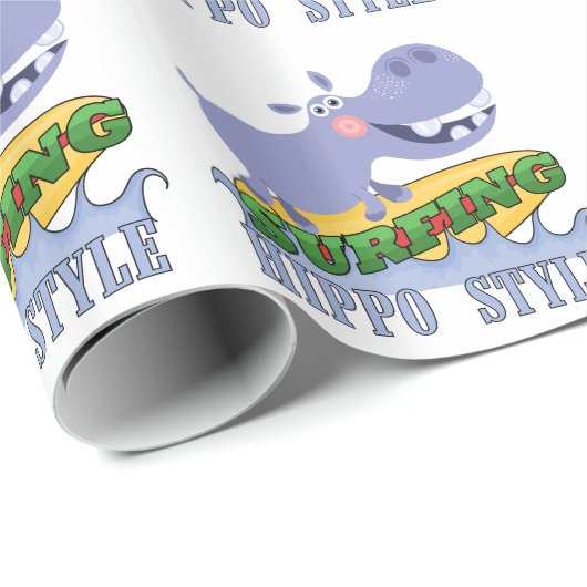 SurferHippopotamus Geschenkpapier (Rolleneckpunkt)