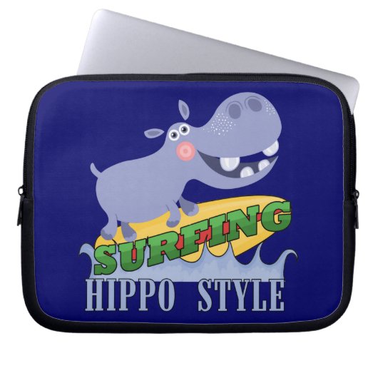 SurferHippopotamus Laptopschutzhülle (Vorderseite)