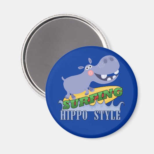 SurferHippopotamus Magnet (Vorderseite/Rückseite)