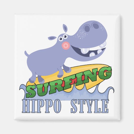 SurferHippopotamus Magnet (Vorne)