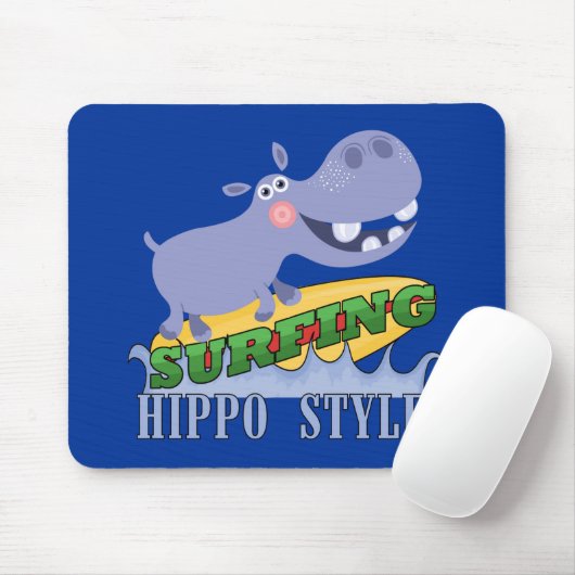 SurferHippopotamus Mousepad (Mit Mouse)
