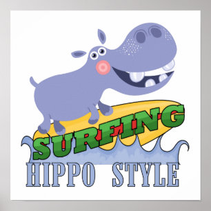 SurferHippopotamus Poster