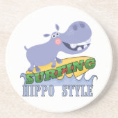SurferHippopotamus Sandstein Untersetzer (Vorne)
