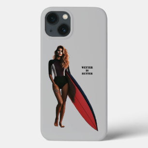 Surferin am Strand mit ihrem Surfbrett URM Case-Mate iPhone Hülle