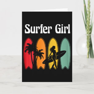 Surferin Surfbrett Surfen Frauen Retro Karte