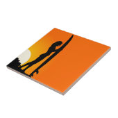 Surfermädchen am Sonnenuntergang Fliese (Seite)