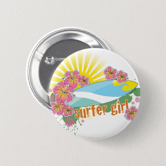 Surfermädchen Button (Vorne & Hinten)