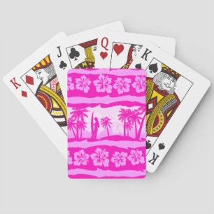 Surfermädchen mit Palme Spielkarten