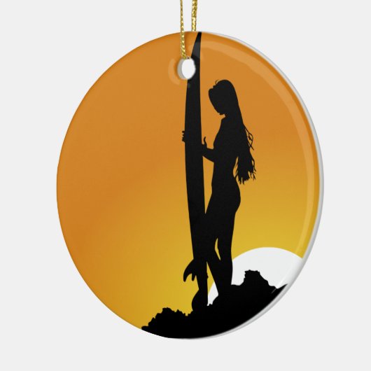 Surfermädchen Silhouette Keramik Ornament (Links)