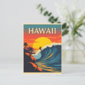 Surferparadies: Hawaii-Sonnenuntergangs-Abenteuer Postkarte (Stehend Vorderseite)
