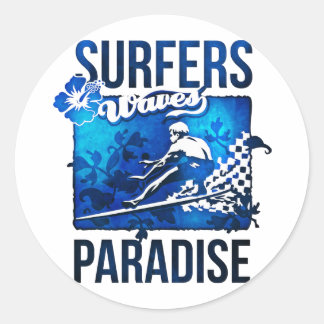 Surferparadies Runder Aufkleber