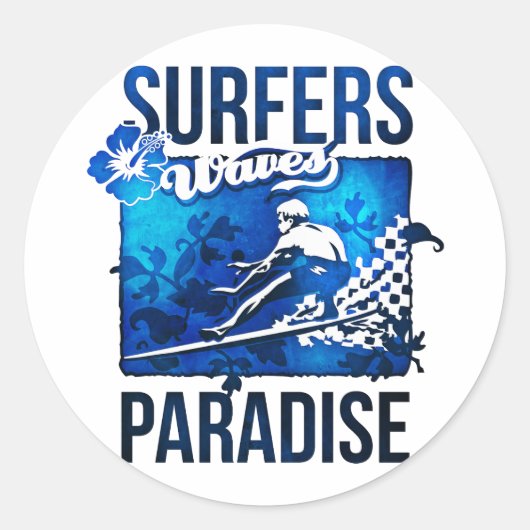 Surferparadies Runder Aufkleber (Vorderseite)