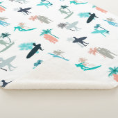 Surfers and Palm Trees Pattern Sherpadecke (3/4)