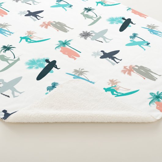 Surfers and Palm Trees Pattern Sherpadecke (3/4)