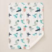 Surfers and Palm Trees Pattern Sherpadecke (Vorderseite)
