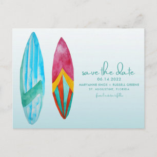 Surfers Beach Hochzeit Save the Date Postkarte