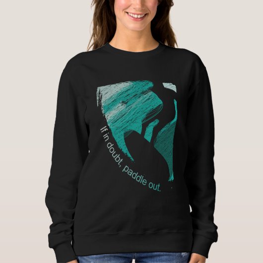 Surfers Blue Tube Wave Rider Pencil Sketch Sweatshirt (Vorderseite)