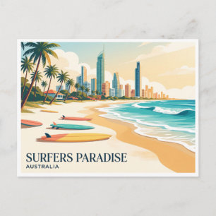 Surfers Paradise Beach Gold Coast Australien Postkarte